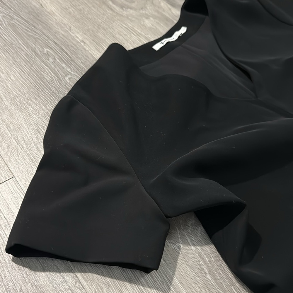 T By Alexander Wang V-Neck Short Sleeve Shift Mini Black Dress Women’s Size 4 - Picture 10 of 14